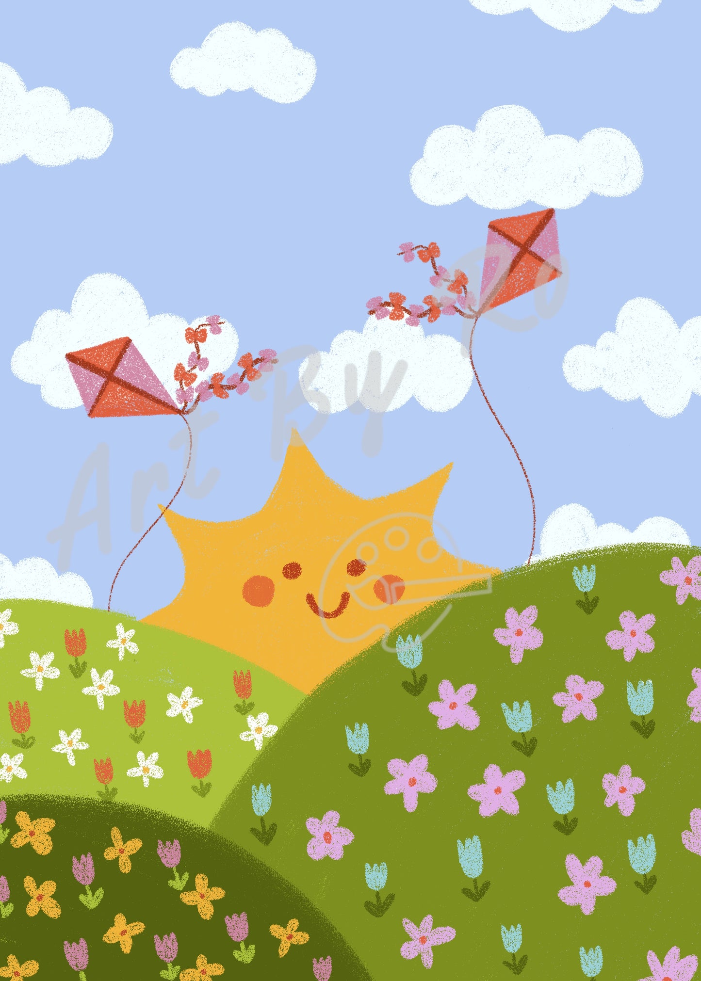 Sunny kites print digital download