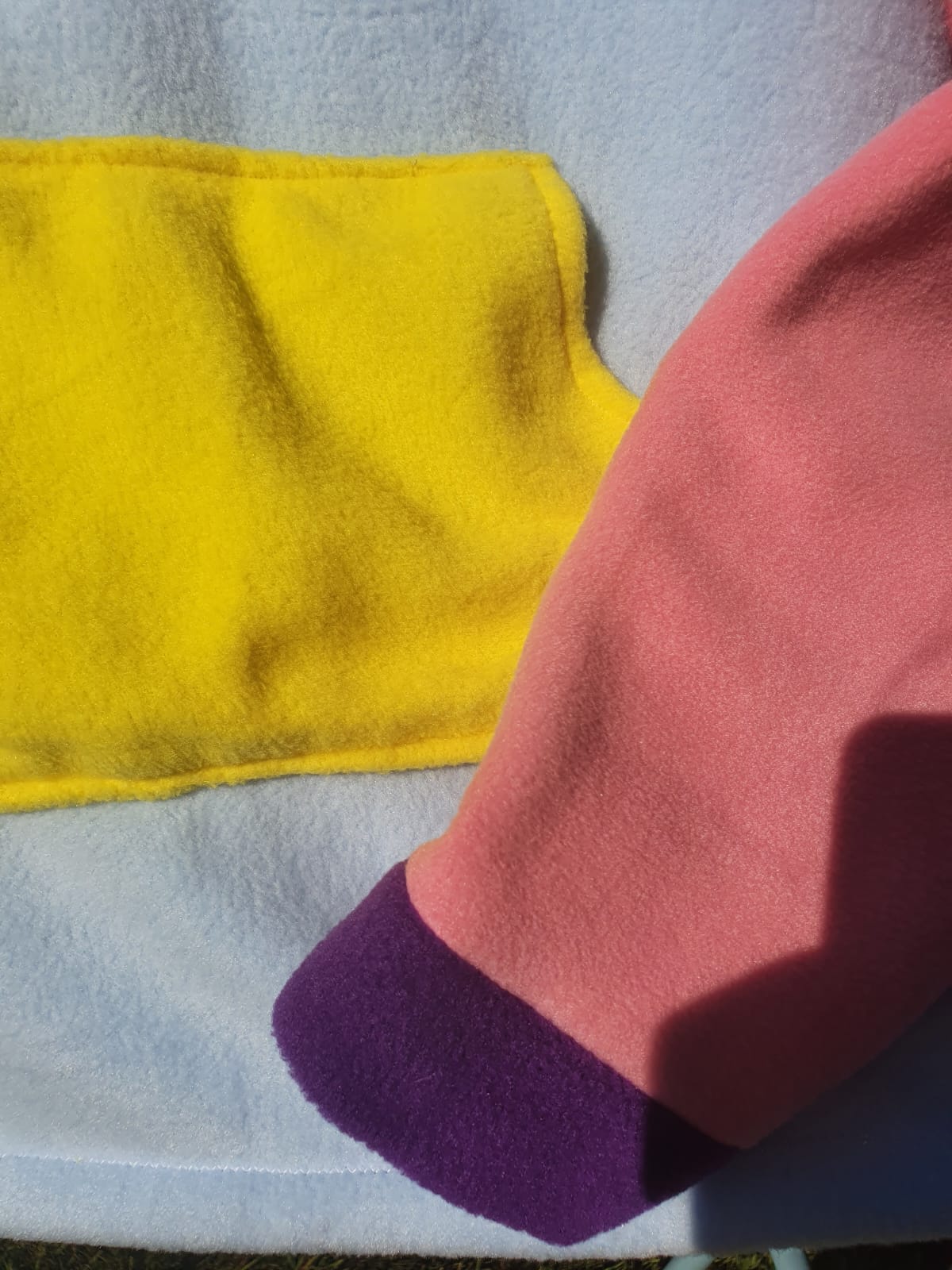 Colour block pink purple blue and yellow fleece (S)