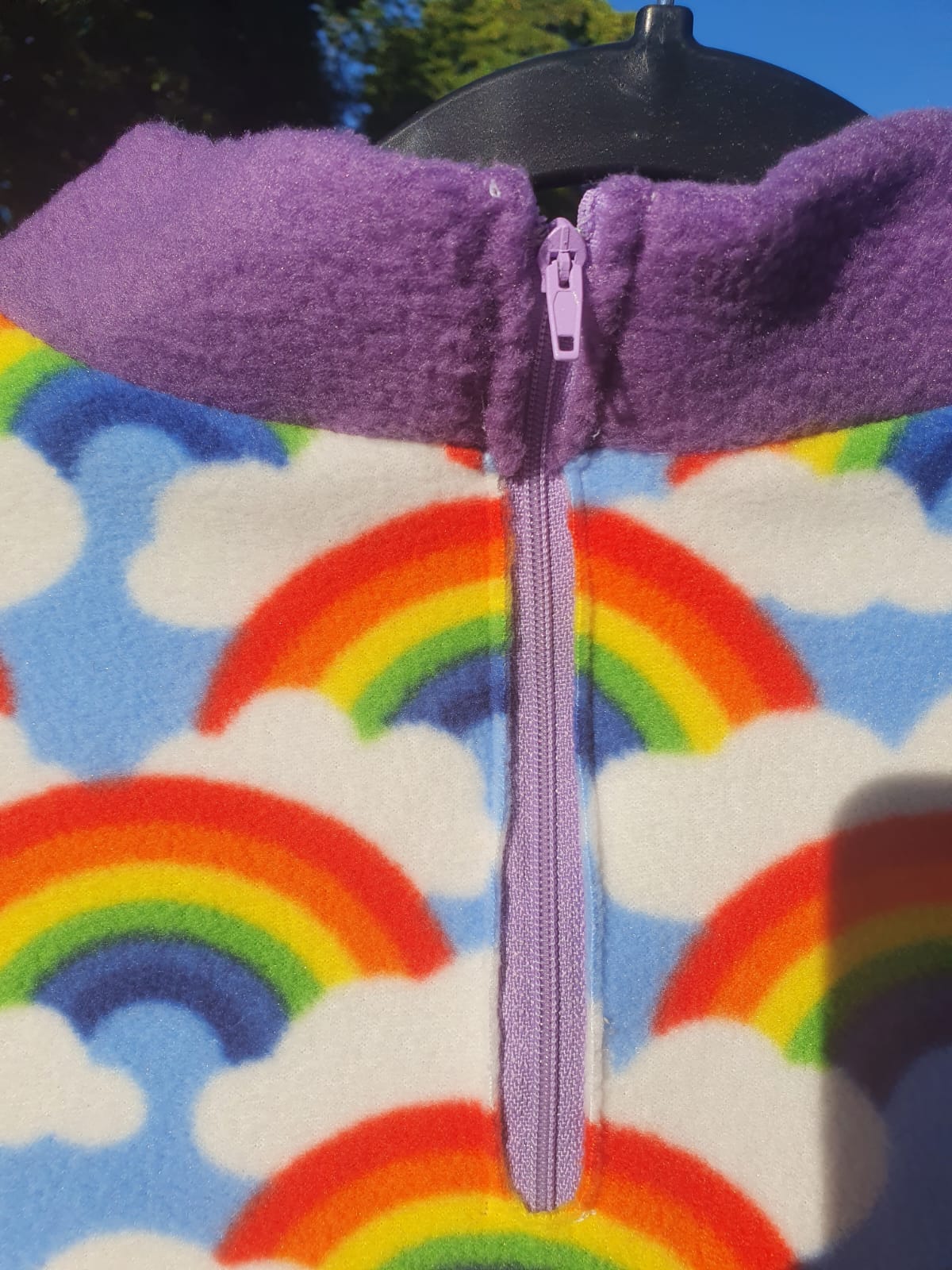 Rainbow and purple fleece (S)