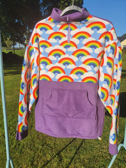 Rainbow and purple fleece (S)