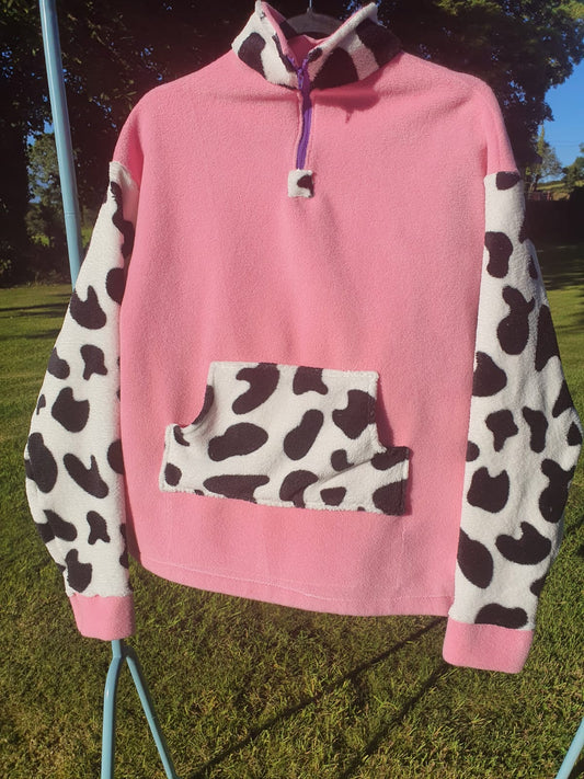 Pink and cow fleece (S)