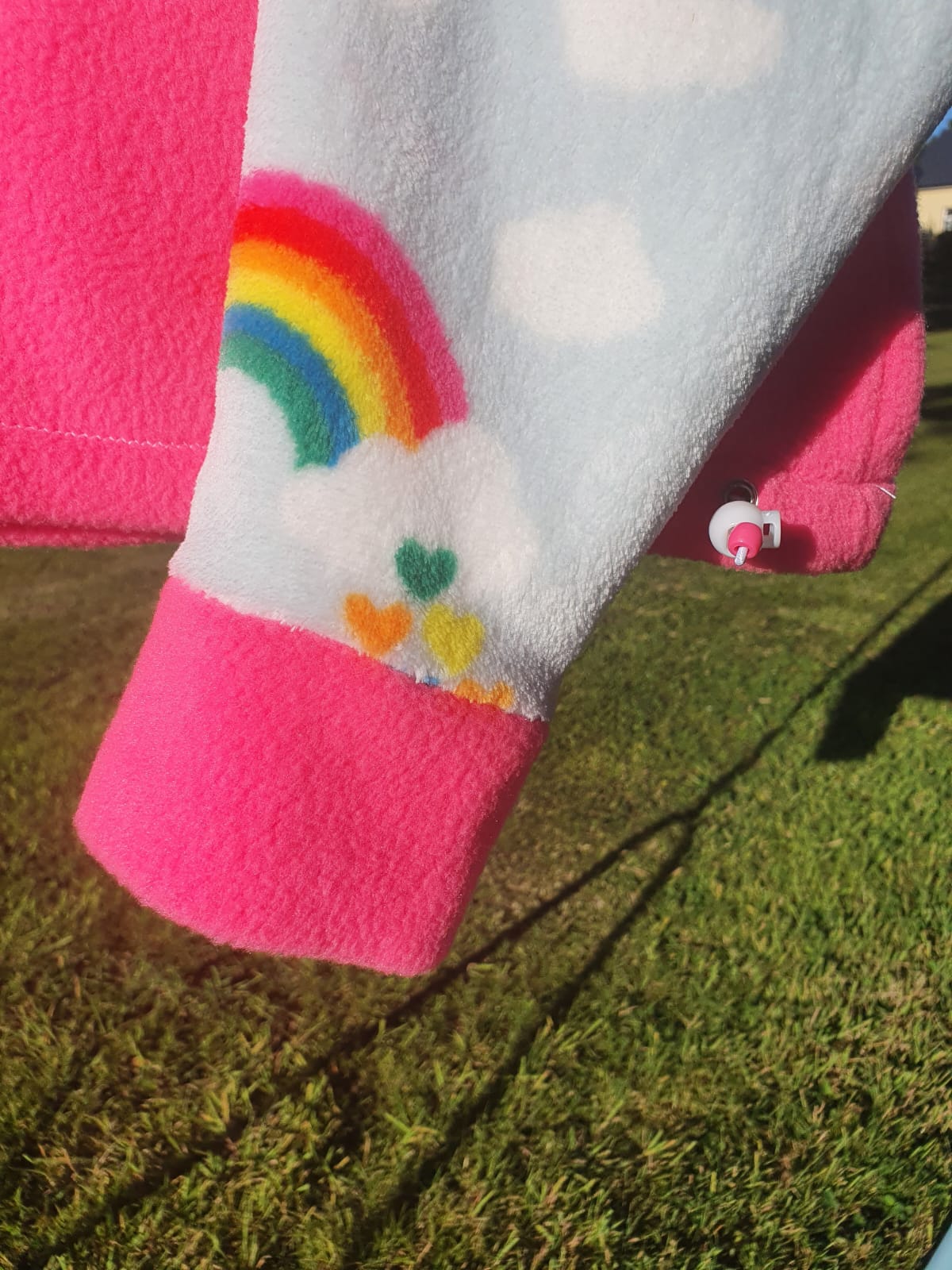 Rainbow and hot pink fleece (M)