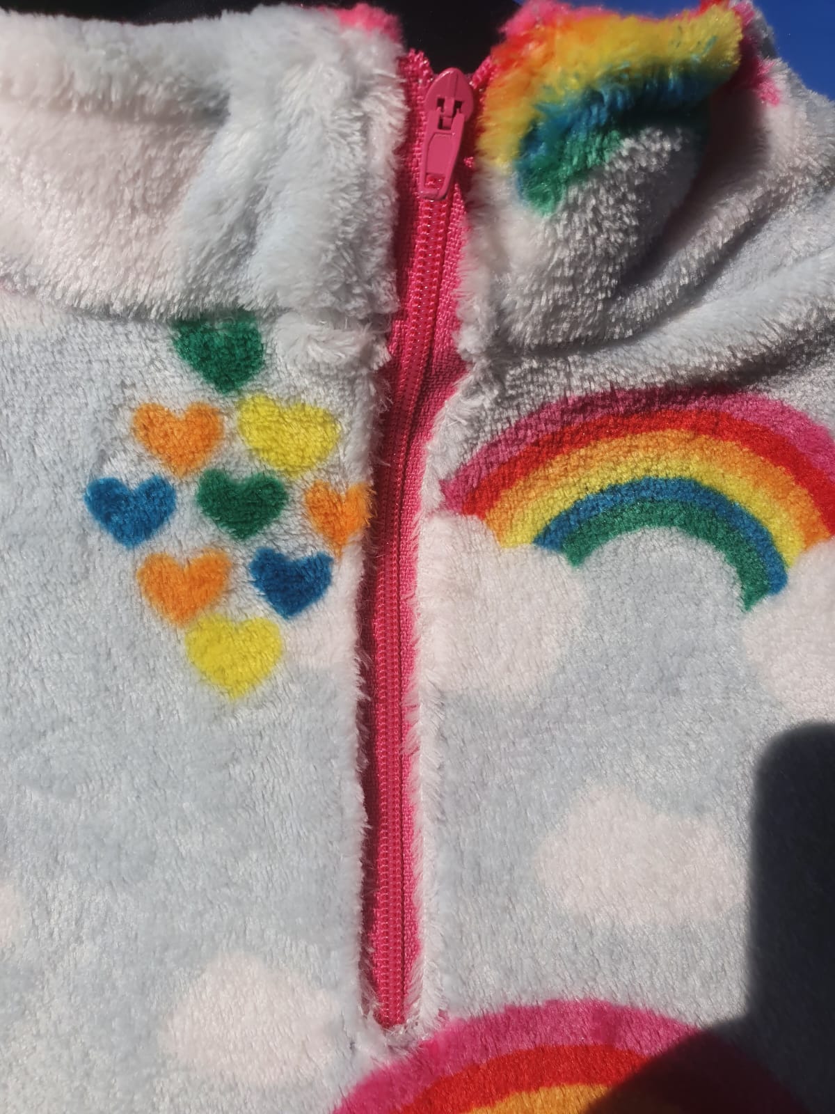 Rainbow and hot pink fleece (M)